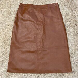 Halogen cognac leather pencil skirt